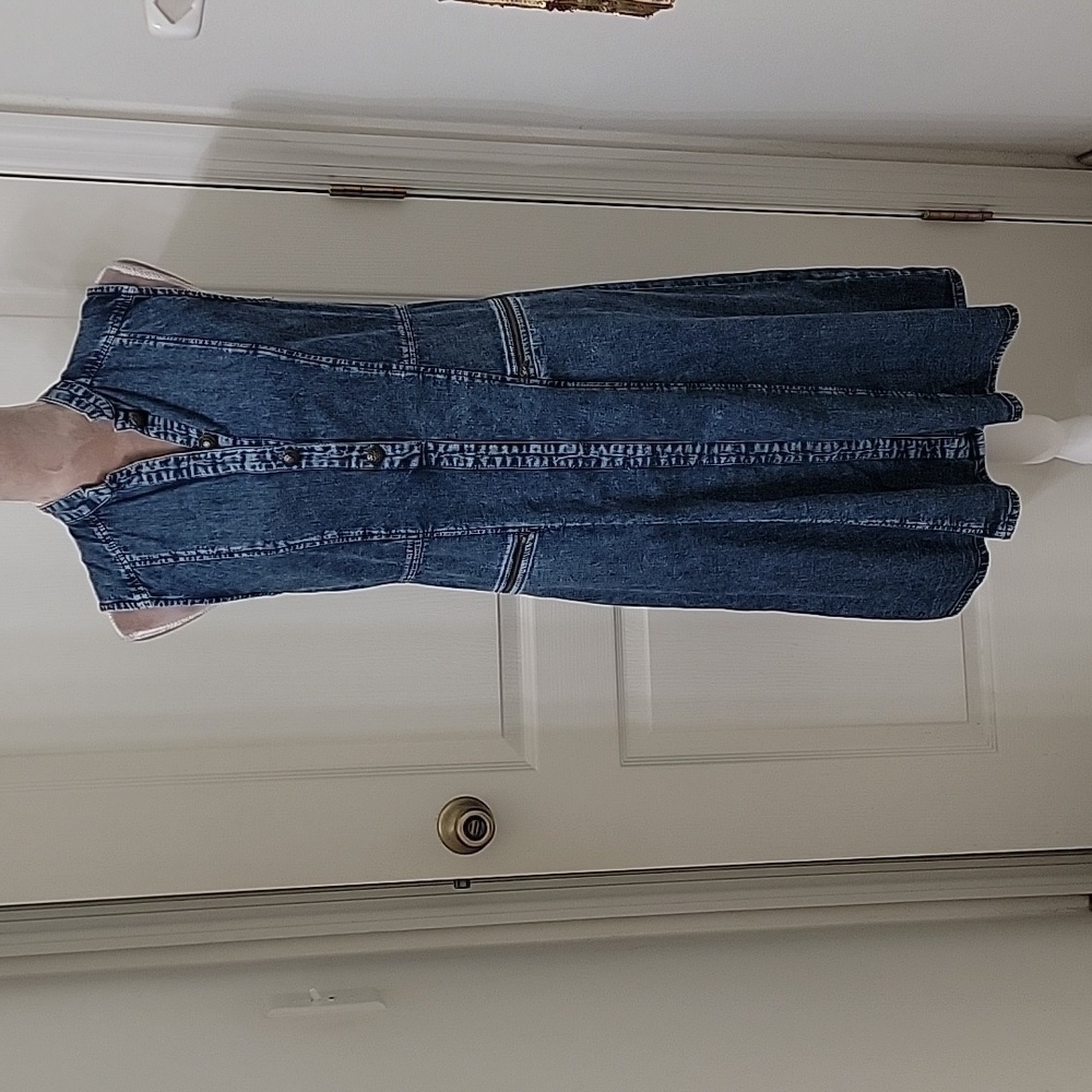 EShakti Size Unknown, Faux Button Down Front Denim Dress, Sleeveless, GUC